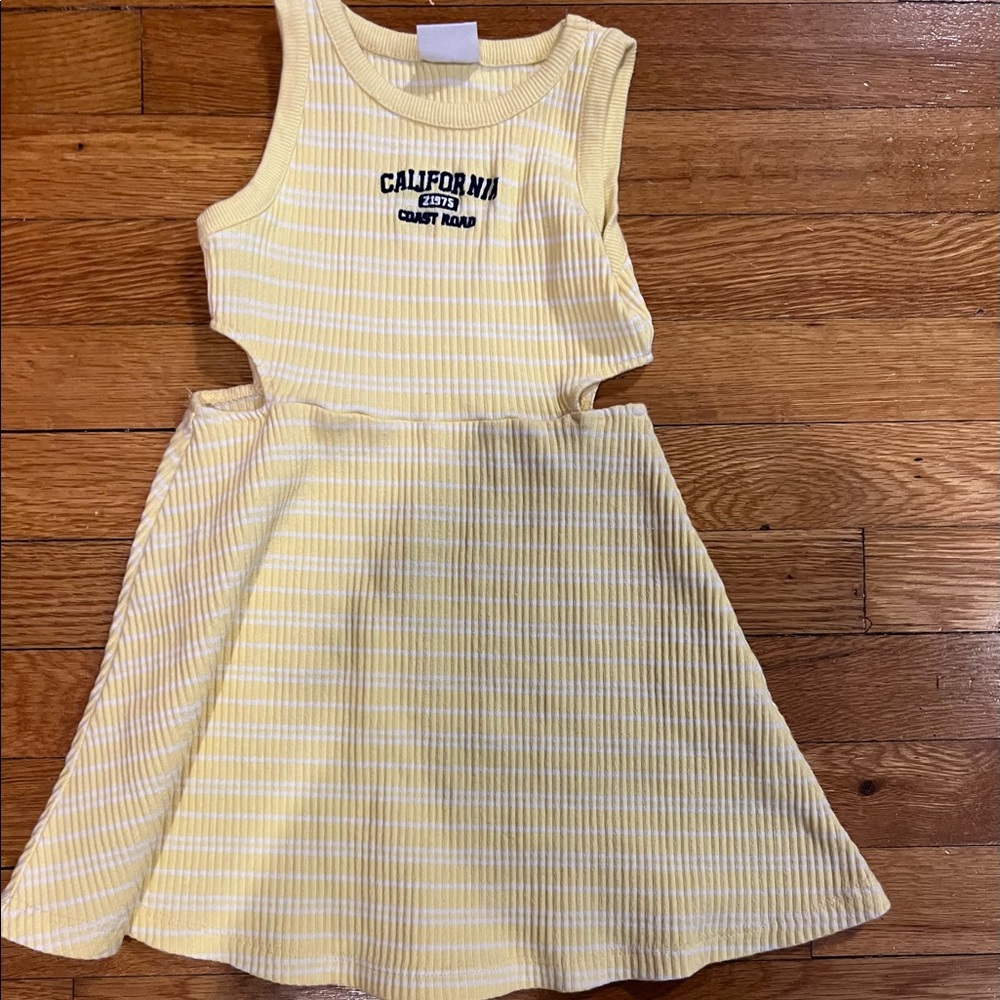 Zara Girls Yellow Striped Cutout California Dress Sz 6